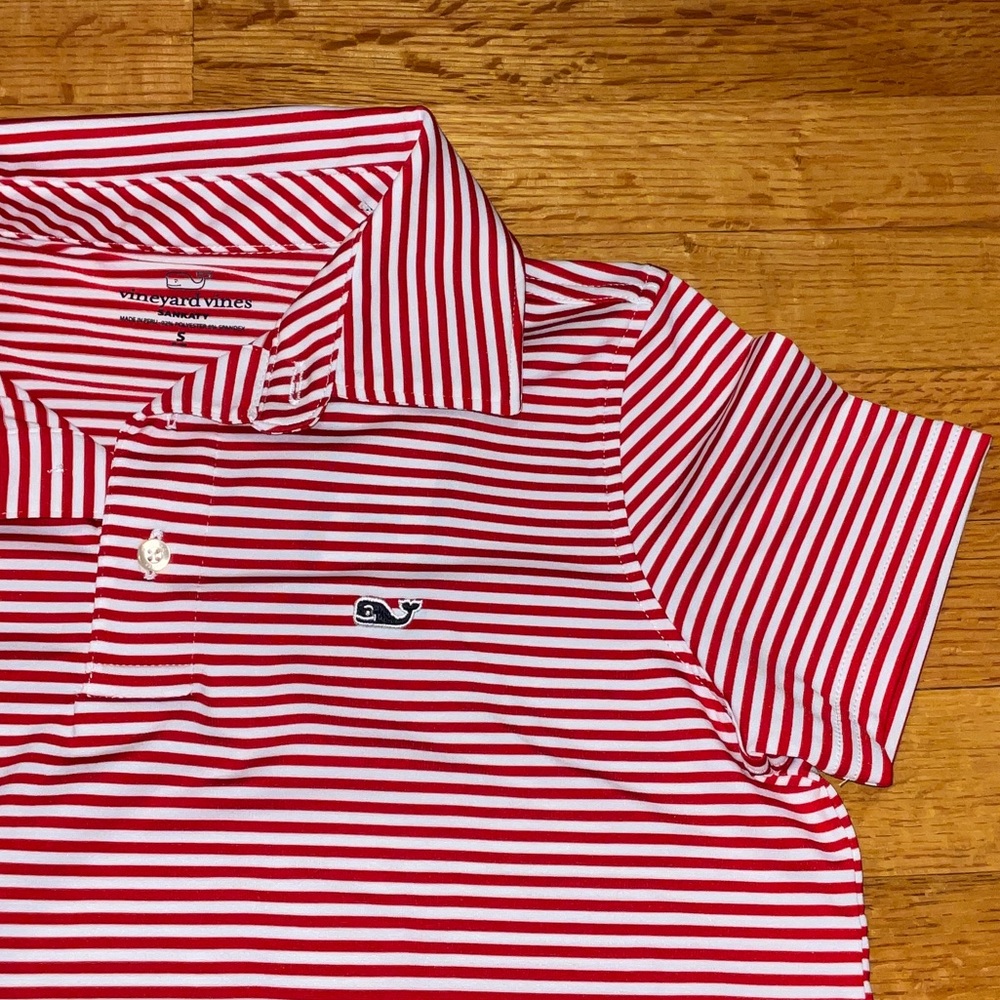 Vineyard Vines Red and White Striped Sankaty/ Performance Polo - Picture 4 of 4